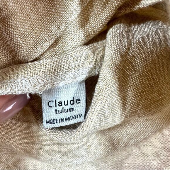 Claude Tulum Cameron 100% Linen Shirt in Beige Size S - Picture 8 of 10
